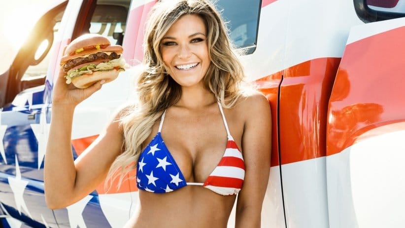 hot girl eating a burger